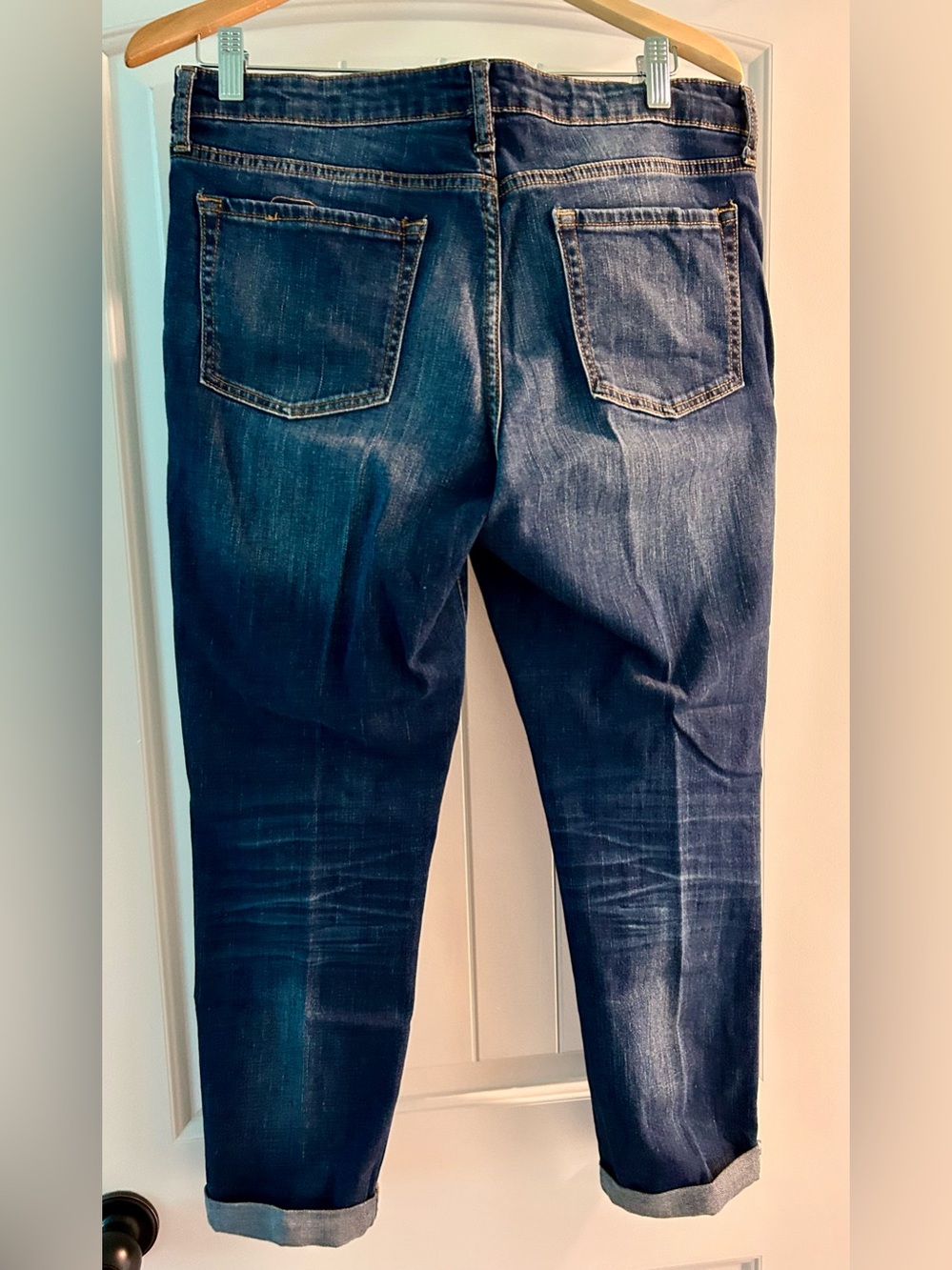 Gap 1969 Skinny Roll Up Jeans Dark Indigo Wash Size 12 31R Stretch